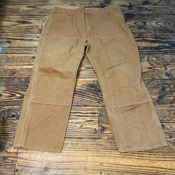 VINTAGE Carhartt Double Knee Carpenter Pants B01 BRN Men Size 40 Loose USA Made - Picture 1 of 10